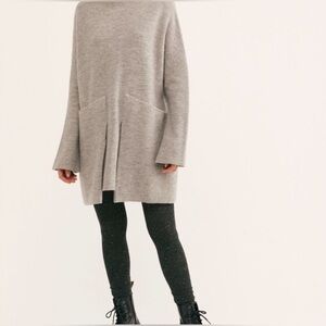 Free People Heather Gray Long Wool Sweater